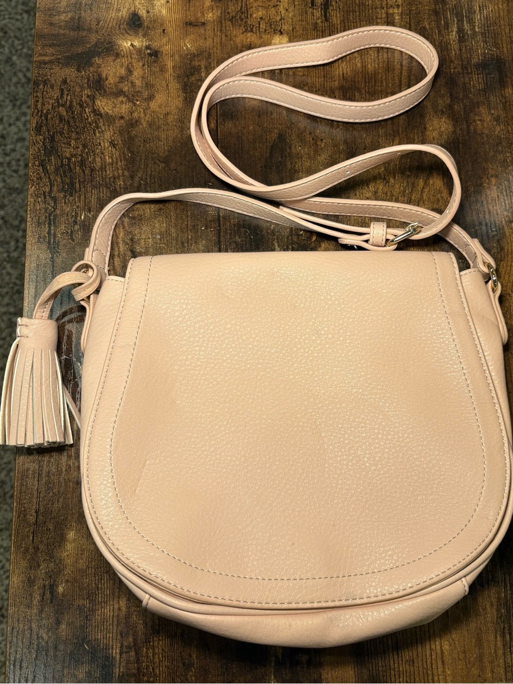Old Navy Blush Pink Crossbody Saddle Bag with Tassel